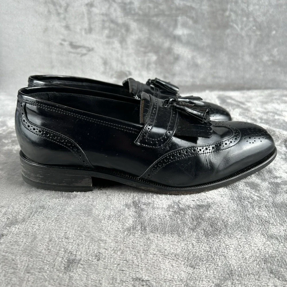 Florsheim Lexington Wingtip Tassel Loafers Men 9 Wide Black Classic Dress Shoes